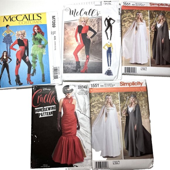 5 Simplicity Sewing Pattern McCalls Cosplay Bundle Lot Bodysuit Fairy Dress S L - Picture 1 of 5